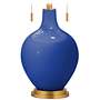 Dazzling Blue Toby Brass Accents Table Lamp