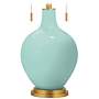 Color Plus Toby Brass 28&quot; Modern Glass Cay Blue Table Lamp