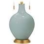 Color Plus Toby Brass 28&quot; Aqua-Sphere Blue Glass Table Lamp