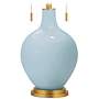 Color Plus Toby Brass 28&quot; Vast Sky Blue Glass Table Lamp