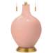Mellow Coral Toby Brass Accents Table Lamp with Dimmer
