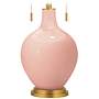 Color Plus Toby Brass 28&quot; Rustique Pink Table Lamp with Dimmer