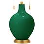 Color Plus Toby Brass 28&quot; Greens Glass Table Lamp