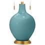 Color Plus Toby Brass Accents with Reflecting Pool Blue Table Lamp