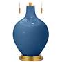 Color Plus Toby Brass 28&quot; Regatta Blue Glass Table Lamp