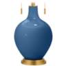 Color Plus Toby Brass 28&quot; Regatta Blue Glass Table Lamp