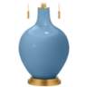 Secure Blue Toby Brass Accents Table Lamp