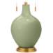 Color Plus Toby Brass 28&quot; Majolica Green Table Lamp with Dimmer