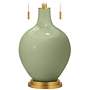 Color Plus Toby Brass 28&quot; Majolica Green Glass Table Lamp