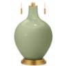 Color Plus Toby Brass 28&quot; Majolica Green Glass Table Lamp