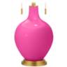 Color Plus Toby Brass and Fuchsia Pink Glass Table Lamp