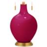 French Burgundy Toby Brass Accents Table Lamp