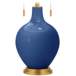 Color Plus Toby Brass 28&quot; Modern Glass Monaco Blue Table Lamp