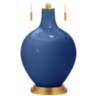 Color Plus Toby Brass 28&quot; Modern Glass Monaco Blue Table Lamp