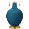 Color Plus Toby Brass 28&quot; Oceanside Blue Glass Table Lamp