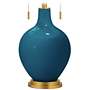 Color Plus Toby Brass 28&quot; Oceanside Blue Glass Table Lamp