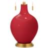 Ribbon Red Toby Brass Accents Table Lamp