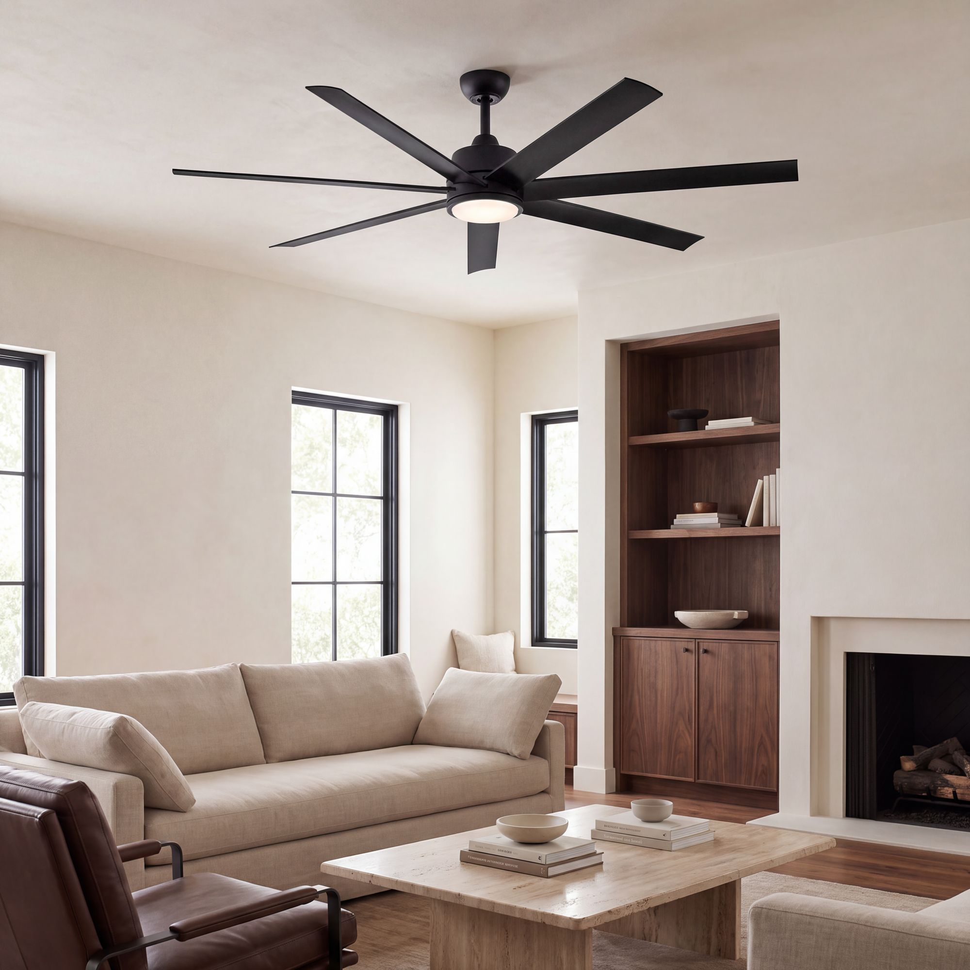 Image 1 56" Casa Vieja Phoenix Max Black CCT LED Ceiling Fan with Remote in scene