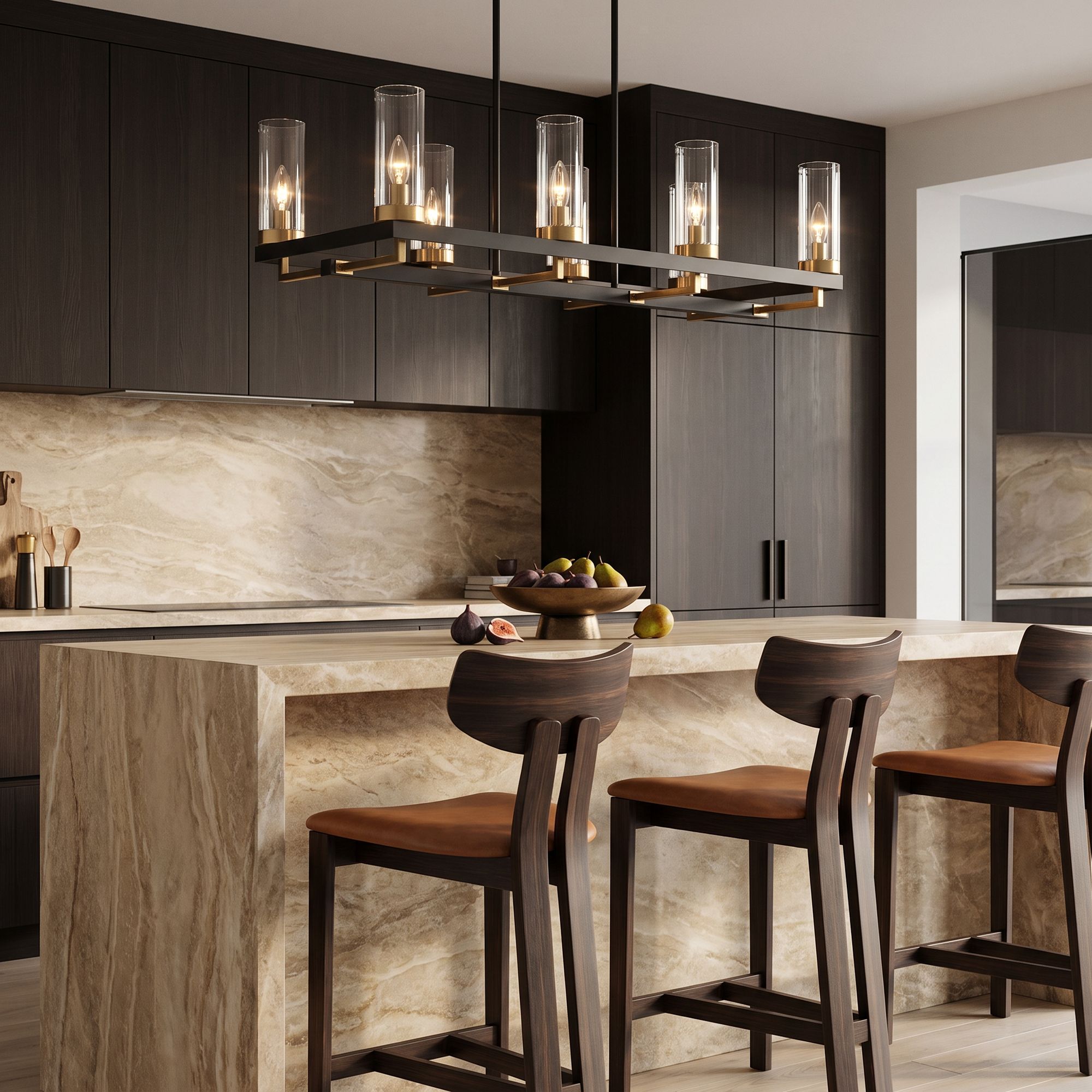 Watch A Video About the Gregory Black and Gold 8 Light Island Chandelier