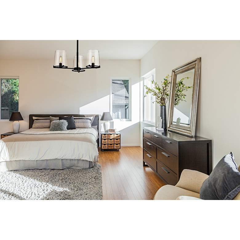 Image 1 Callista 28" Wide Matte Black 3-Light Chandelier in scene