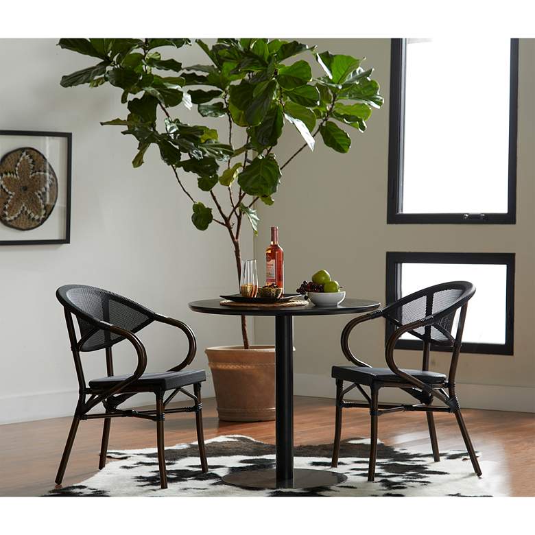 Image 1 Paras 31 1/2" Wide Black Round Bistro Table in scene