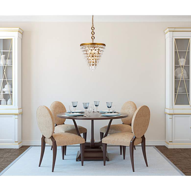 Image 1 Elegant Lighting Nordic 18" Wide Brass and Crystal Cone Pendant in scene