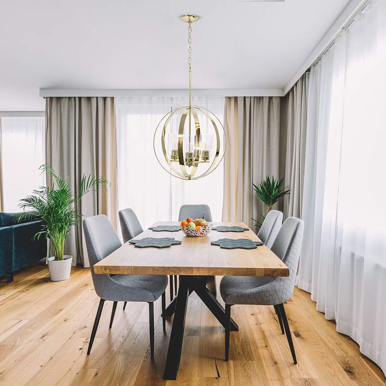 Image 1 Studio Loft 18" Wide Gold Metal 3-Light Pendant in scene