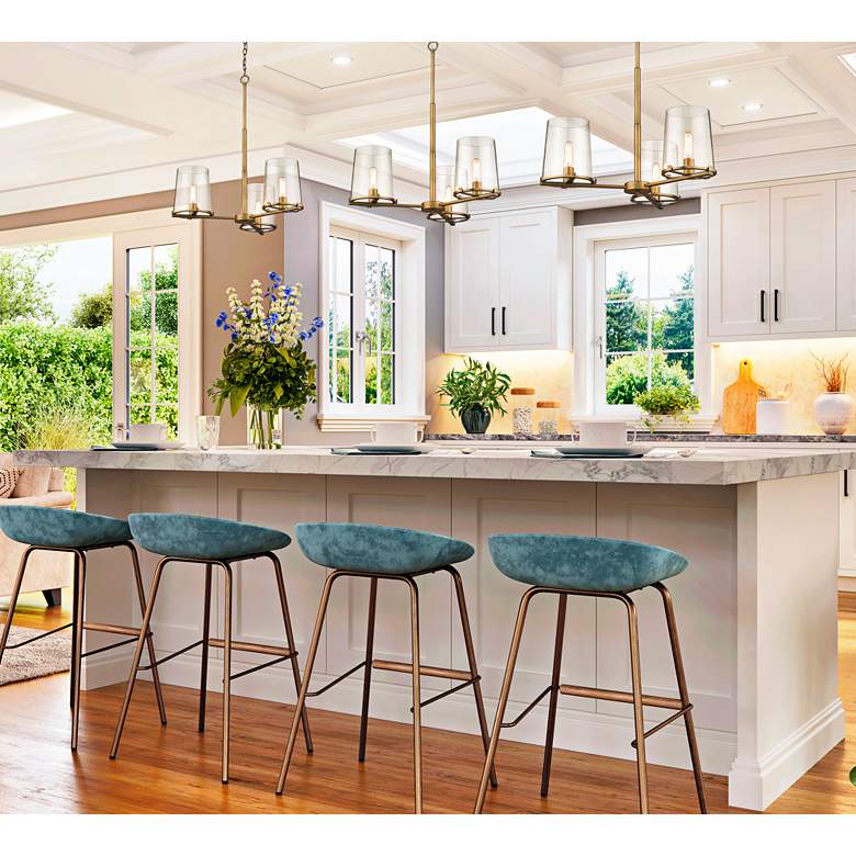 Image 1 Callista 28" Wide Rubbed Brass 3-Light Chandelier in scene