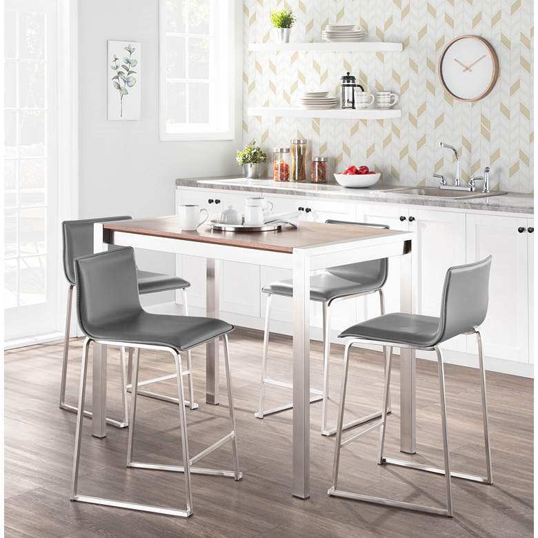 Mara 24 1/2&quot; Gray and Steel Counter Stools Set of 2 in scene