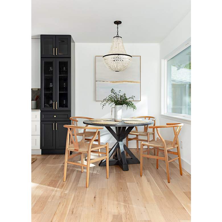 Image 1 Birelle 18" Wide Dark Bronze Cream Shell 6-Light Chandelier in scene