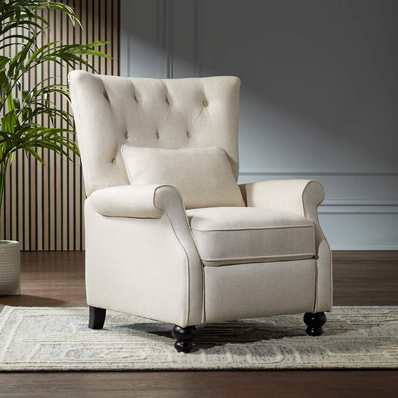 Image 1 Bryce Natural Linen Push Back Recliner Chair in scene