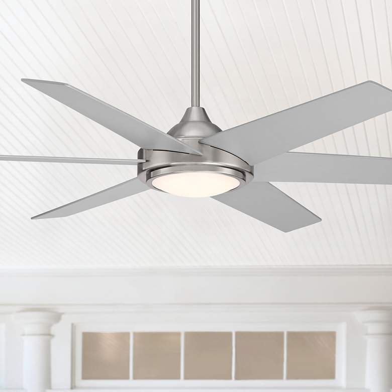 Image 1 56" Casa Vieja Estate Silver LED Damp Ceiling Fan with Remote Control in scene
