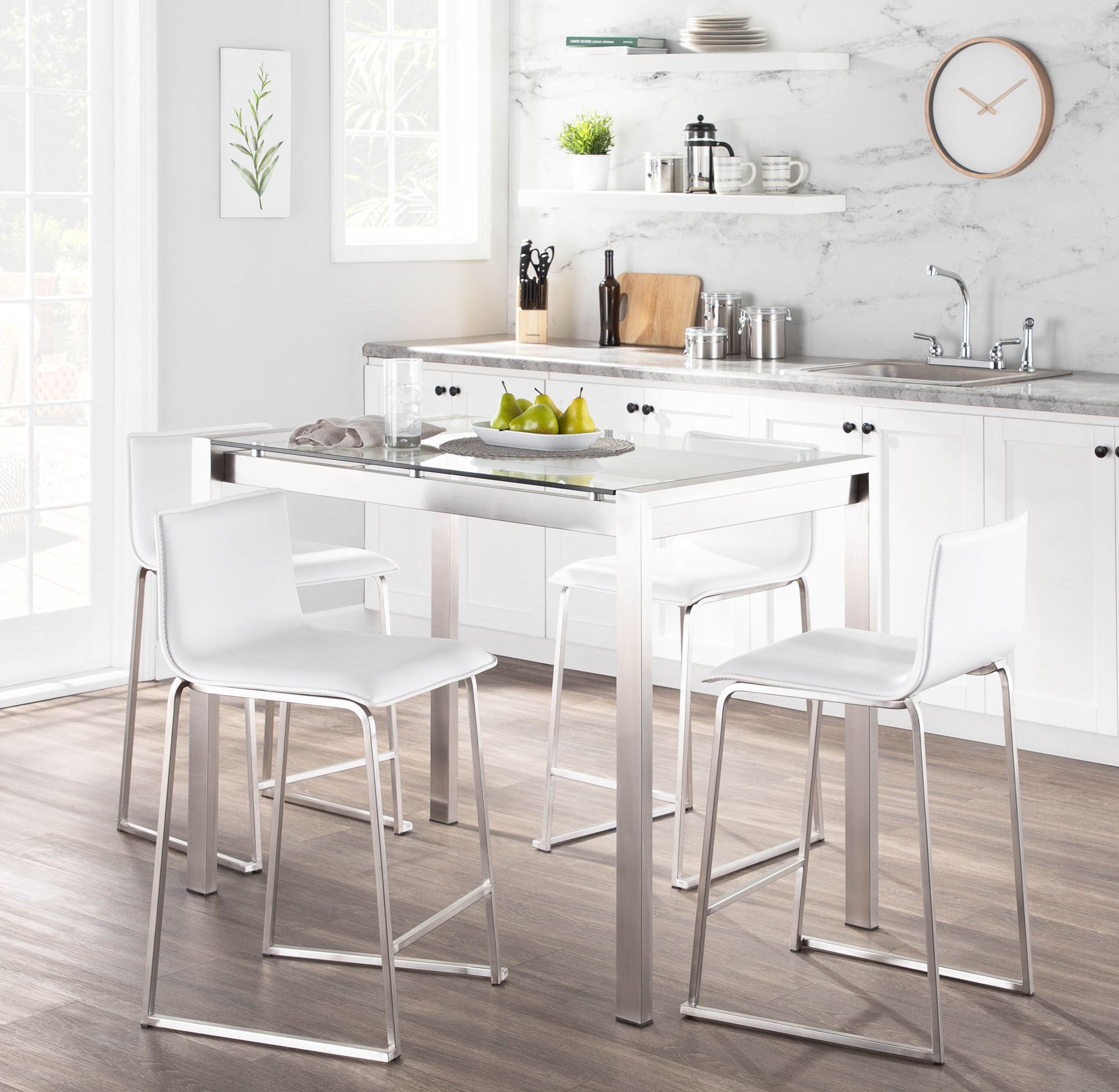 White chrome bar discount stools