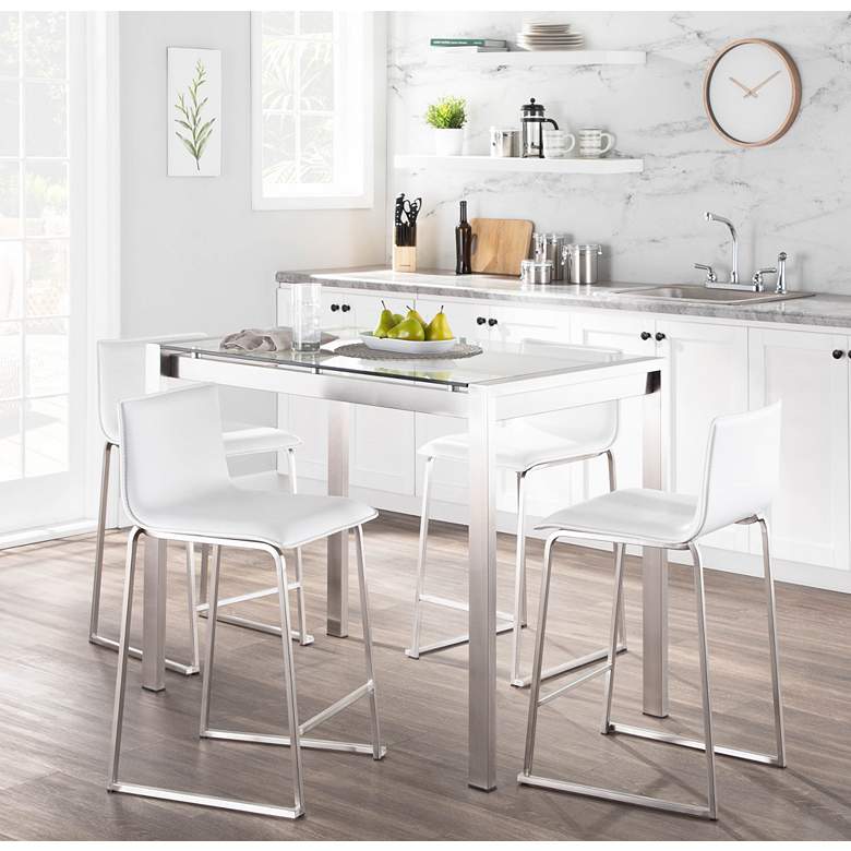 Image 1 Mara 24 1/2 inch White and Steel Counter Stools Set of 2 in scene