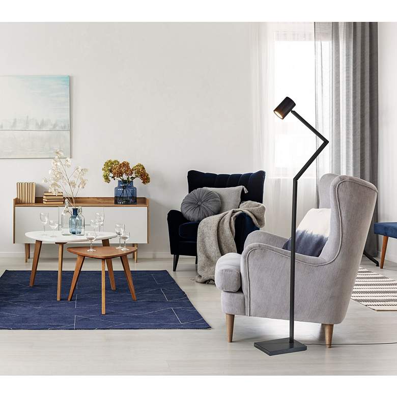Image 1 Newman Lacquered Burnished Brass Metal Touch Task Floor Lamp in scene