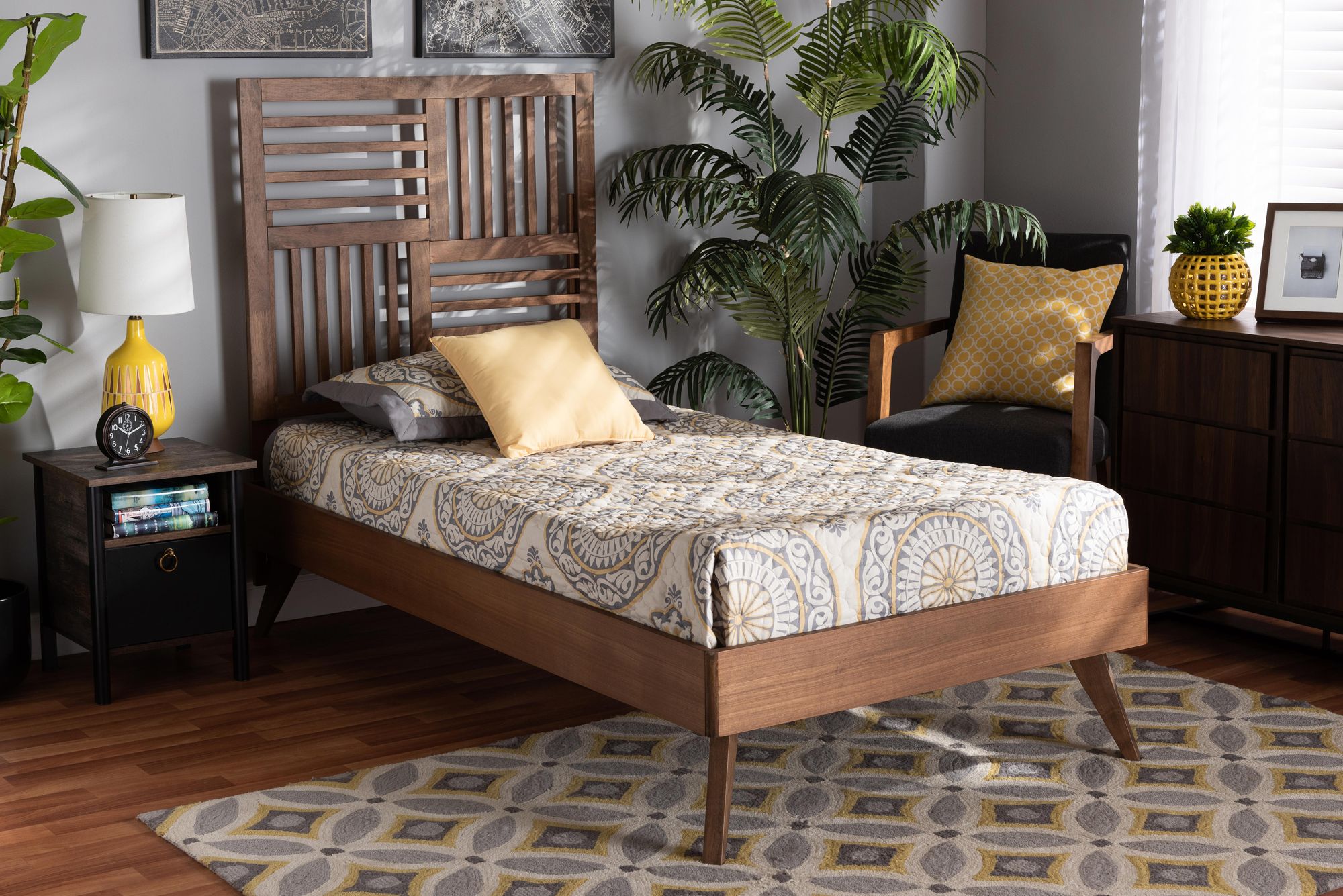 Baxton Studio Gemma Walnut Brown Twin Size Platform Bed 931R0