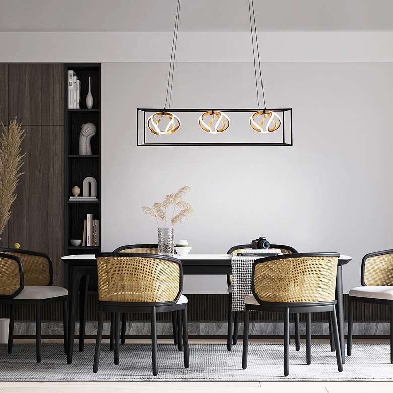 Image 1 Sinclair 10.25 inchH x 42.25 inchW 3-Light Linear Pendant in Black in scene