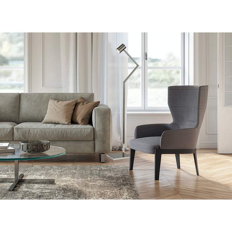 Image 1 Crane Polished Nickel Metal Touch Task Floor Lamp in scene