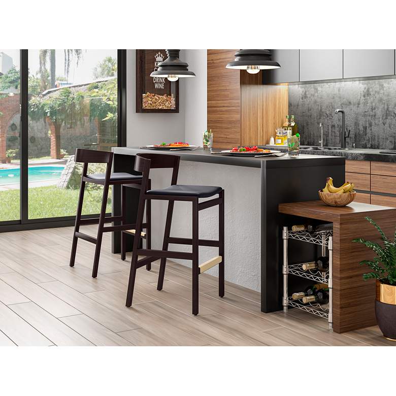 Image 1 Klismos 30 1/2" Black Faux Leather Bar Stool in scene