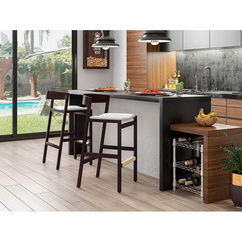 Image 1 Klismos 30 1/2" Ivory Faux Leather Bar Stool in scene