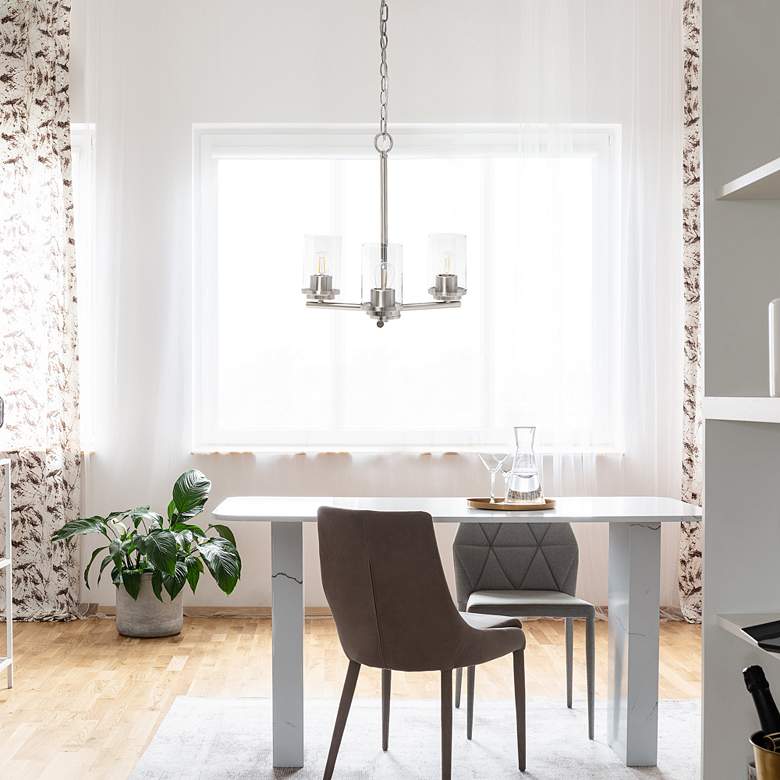 Image 1 Classix 15" Wide Brushed Nickel Metal 3-Light Pendant in scene