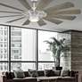 65" Modern Forms Wyndmill Steel 3000K Wet Rated LED Smart Ceiling Fan in scene
