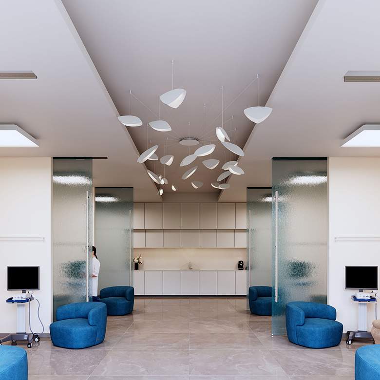 Image 1 Papillons™ 36"W Satin White 24-Light LED Pendant Light in scene