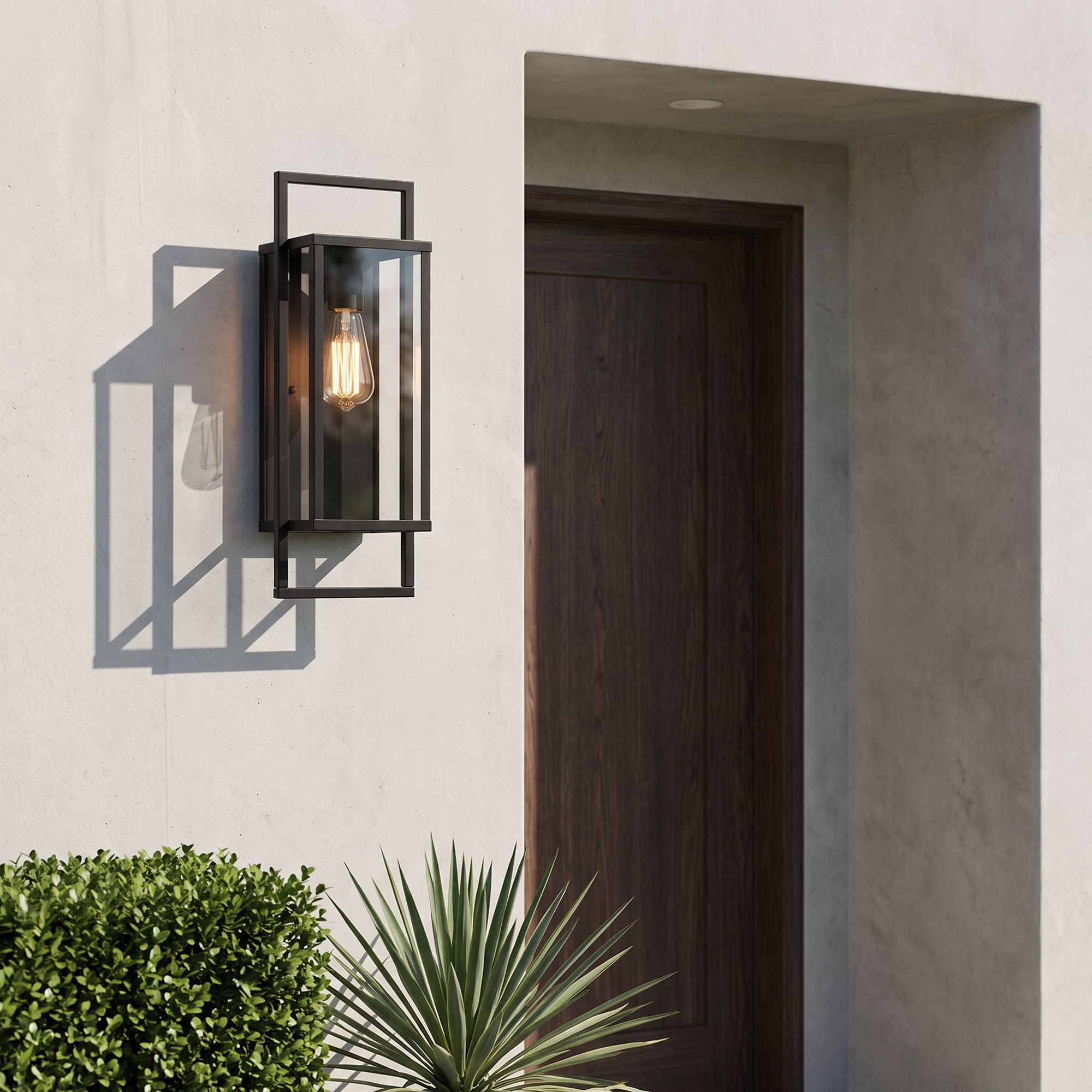 Image 1 Possini Euro Jericho 19" High Black Modern Outdoor Wall Light in scene