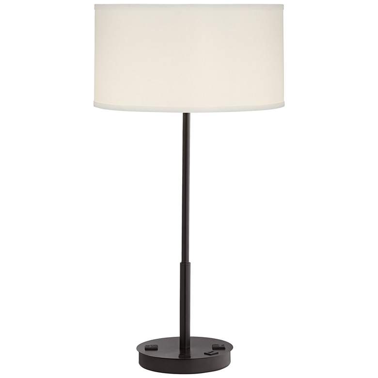 Image 1 93V39 - Bronze Twin Table Lamp with 2 Outlet and 1 USB