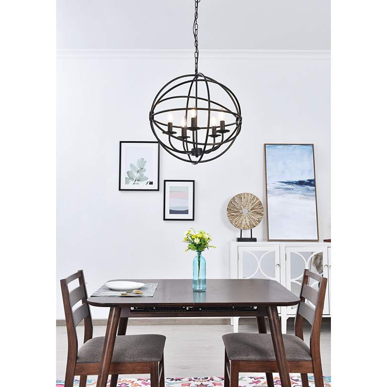Image 1 Octavia 19 3/4" Wide Dark Brown 5-Light Globe Pendant in scene