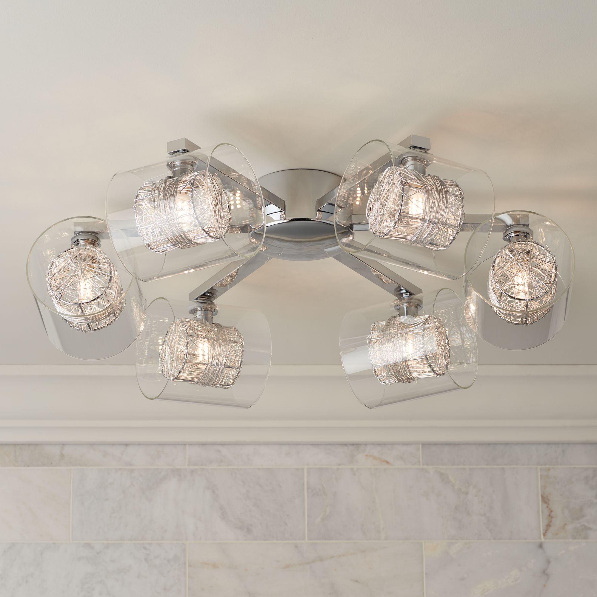Contemporary, Semi Flush Mount, 19 24 In. Wide, Close To Ceiling