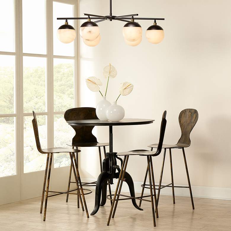 Image 1 Metro 40" Wide Oil-Rubbed Bronze Metal 6-Light Chandelier in scene