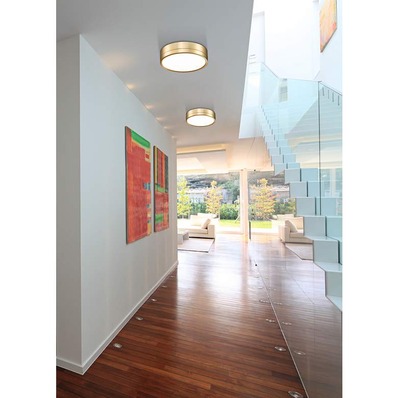 Image 1 Algar 12" Wide Modern Gold Round LED Ceiling Light in scene