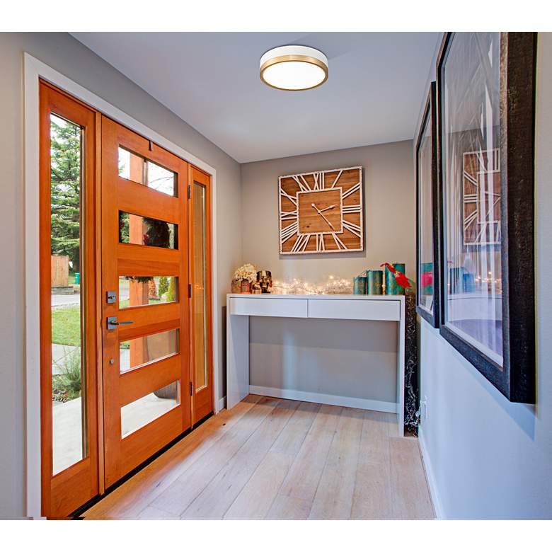 Image 1 Algar 12" Wide Matte White and Modern Gold LED Ceiling Light in scene